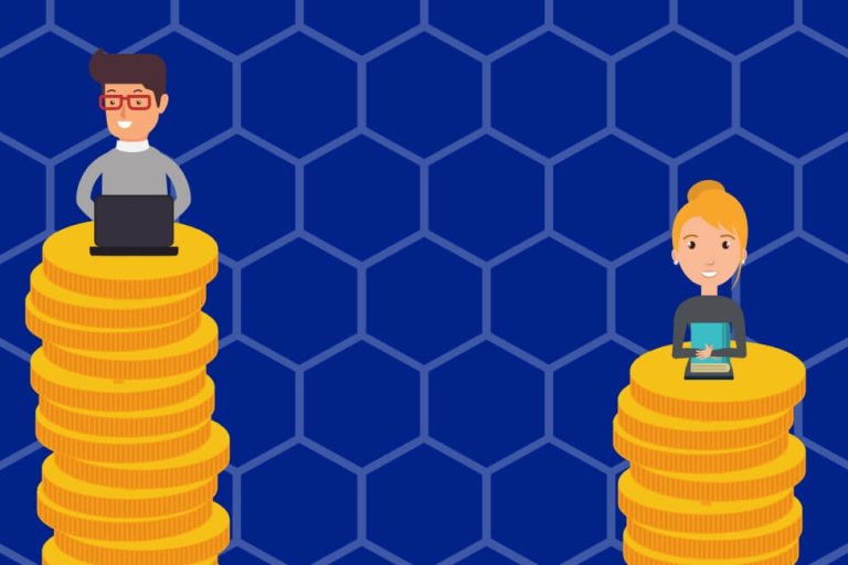 coin stack showing gender pay gap